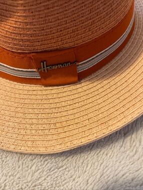 Herman headwear Orange Ribbon Straw Fedora Hat for Men